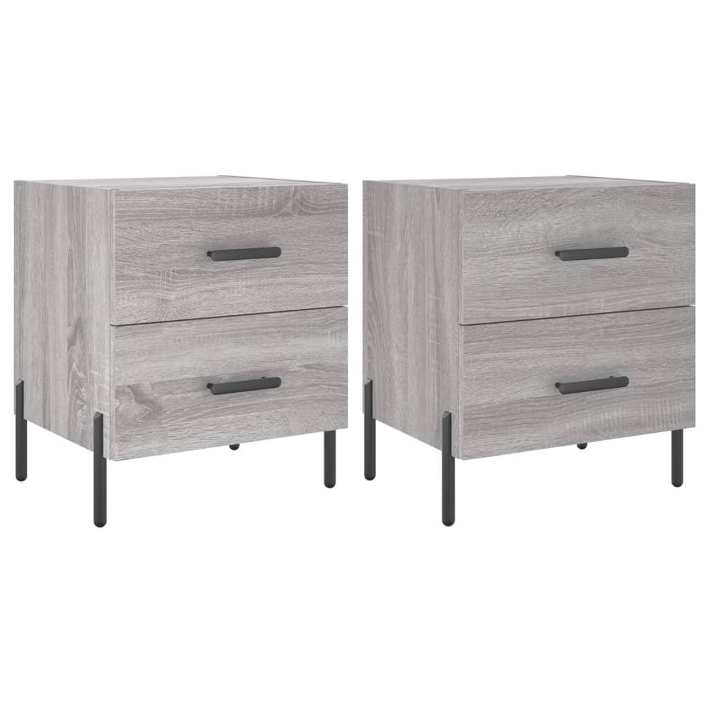 2 db szürke sonoma színű szerelt fa éjjeliszekrény 40x35x47,5cm (827337)