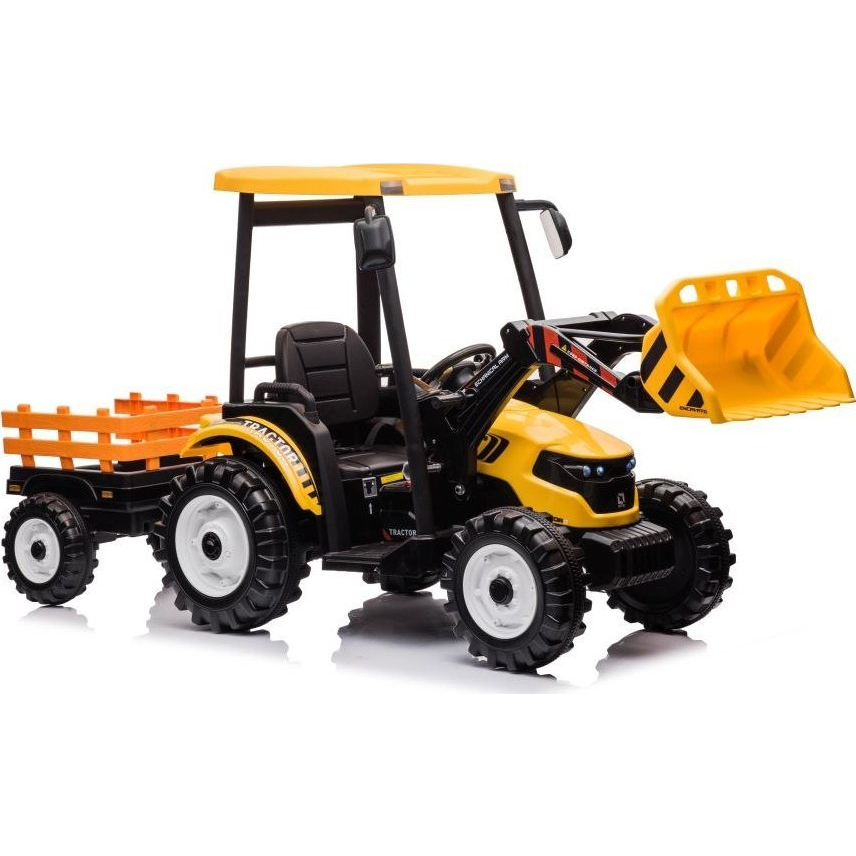 Hercules Akkumulátoros Traktor - Pótkocsival, 24 V, Sárga (10555)