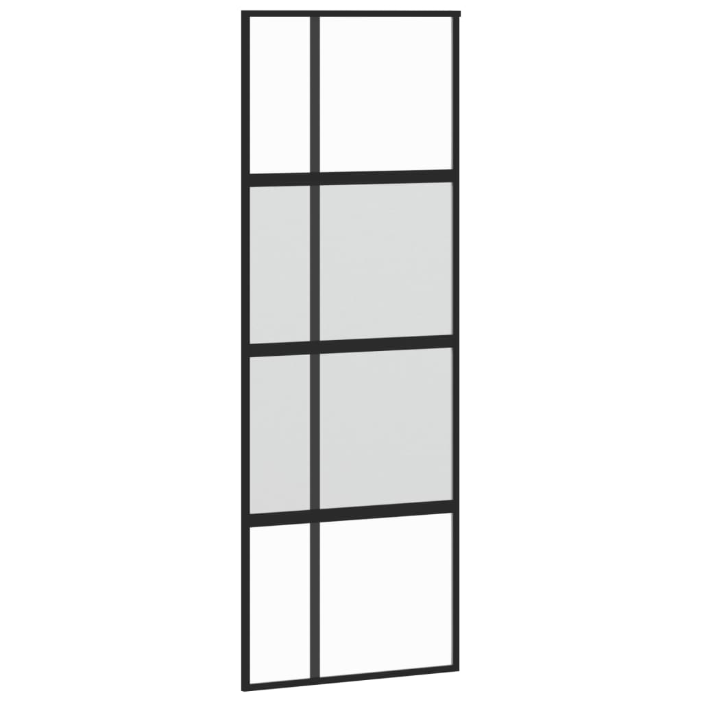 fekete edzett üveg és alumínium tolóajtó 76 x 205 cm (155228)