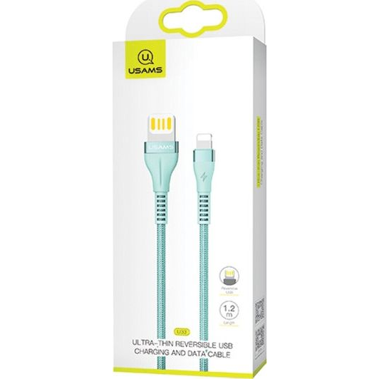 Usams adatkábel (USB - lightning, 120cm, gyorstöltő, törésgátló) CYAN Apple iPhone 14 Pro / iPhone 14 Plus / iPhone 14 (SJ360_C)