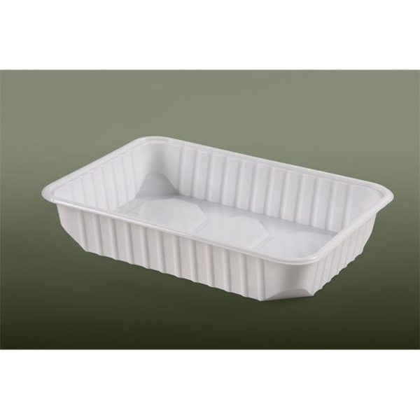 Ételtároló doboz, műanyag, szögletes, mikrózható, 500 ml, 50 db, "Varia", fehér (KHMU257)