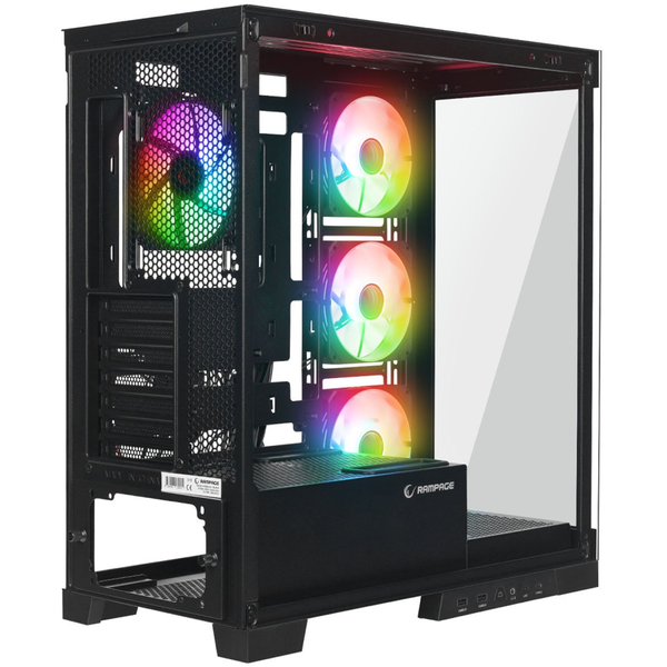 Rampage Hydra V2 Obudowa PC akwarium 4x wentylator ARGB czarna