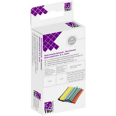 TRU COMPONENTS T1904CA041 Zsugorcső ragasztó nélkül Fekete, Piros, Sárga, Zöld, Kék 4.50 mm Zsugorodási arány:2:1 20 rész (T1904CA041)