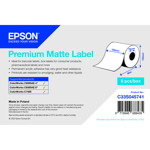 Epson C33S045741 print etiket Selvklæbende printeretiket
