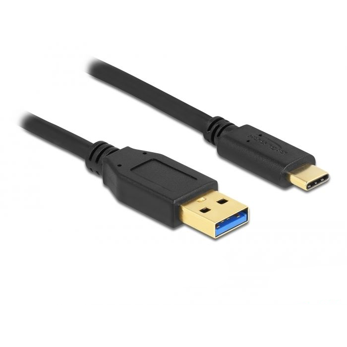 Delock 84004 SuperSpeed USB (USB 3.2 Gen 1) A-típusú - USB Type-C kábel 2m fekete (84004) (DeLock84004)