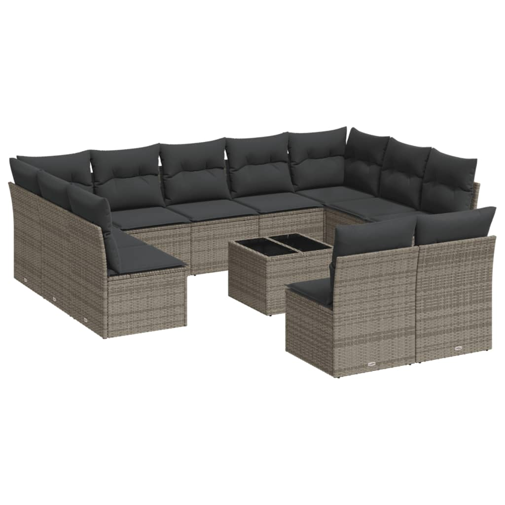12 részes szürke polyrattan kerti ülőgarnitúra párnákkal (3250199)