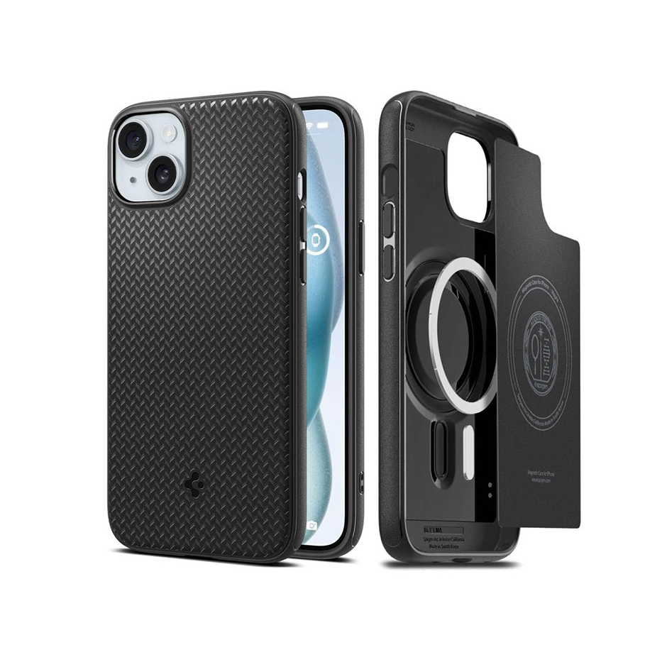 Apple iPhone 15 Plus ütésálló hátlap - Spigen Mag Armor MagSafe - fekete (SP750103)