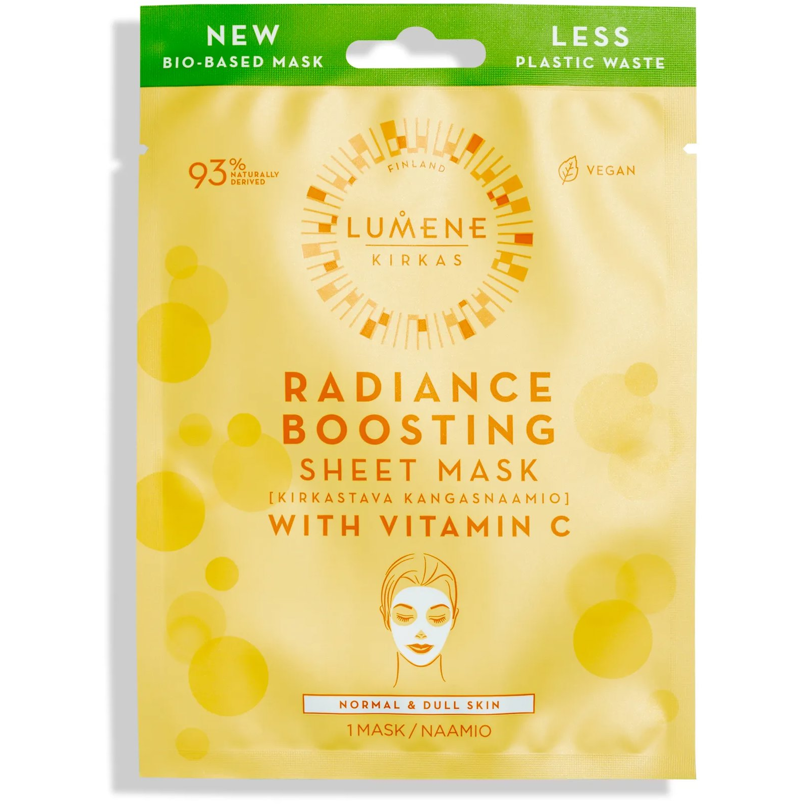 LUMENE Basic Cleansing Kirkas Radiance Boosting Sheet Mask, 1 db (6412600843729)