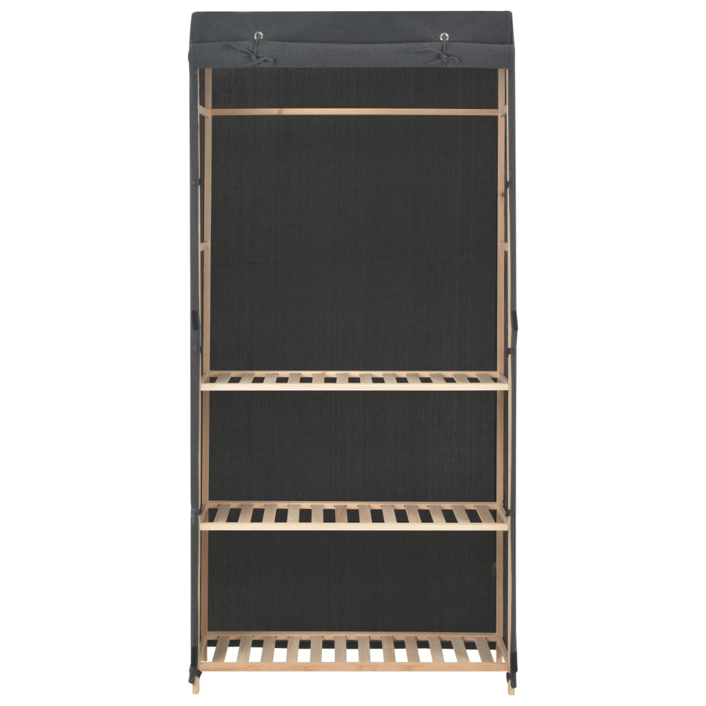 3-szintes szürke szövet ruhásszekrény 79 x 40 x 170 cm (248187)