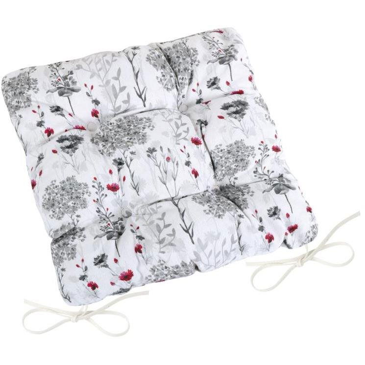 BELLATEX Seat cushion DITA 41/405 - quilted, 40 × 40, grey twigs (9490)