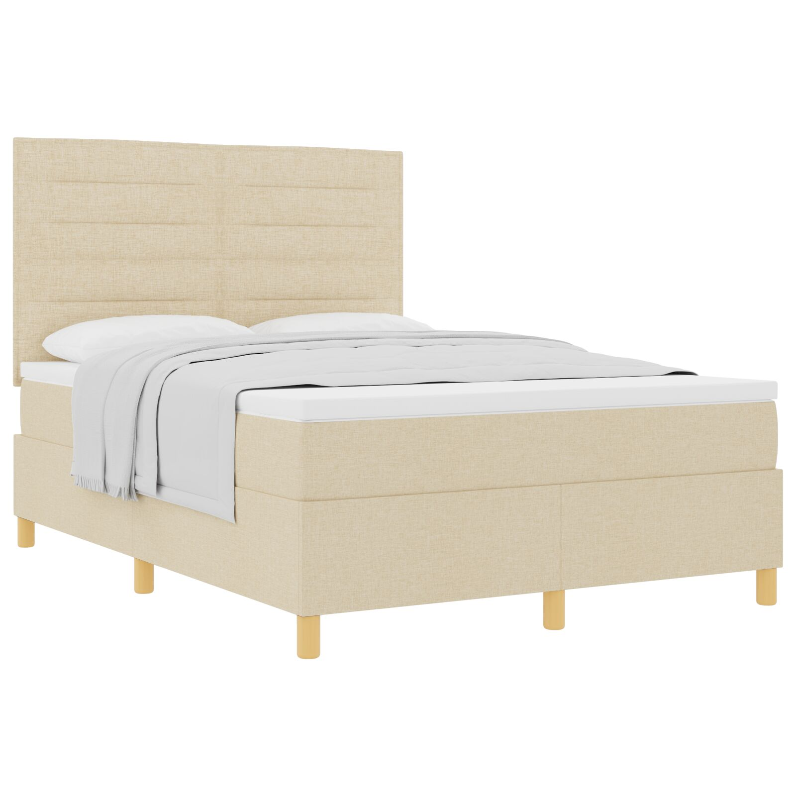 Boxspring Ágy Matraccal Krém 140x190 cm Szövet (3339544)