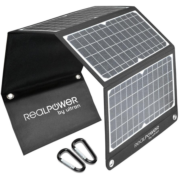 Realpower SP-30E Mobiles 30 W Solarpanel mit USB-A und USB-C Ports