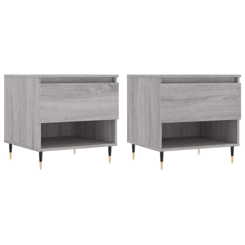 2 db szürke sonoma szerelt fa dohányzóasztal 50 x 46 x 50 cm (830905)