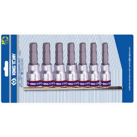 KINGTONY 2127PR Hex Bitfej Dugókulcskészlet - 7 db-os, 1/4", H3-H10