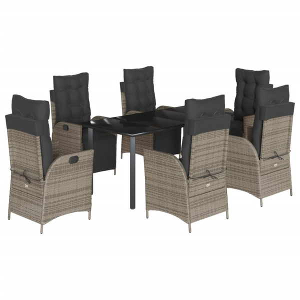 Set mobilier de grădină cu perne, 7 piese, gri, poliratan