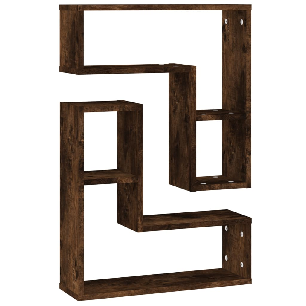 2 db füstös tölgy színű szerelt fa falipolc 50 x 15 x 50 cm (826641)