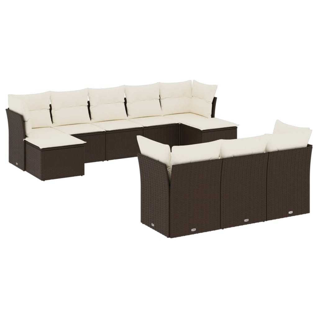 10 részes barna polyrattan kerti ülőgarnitúra párnákkal (3218333)