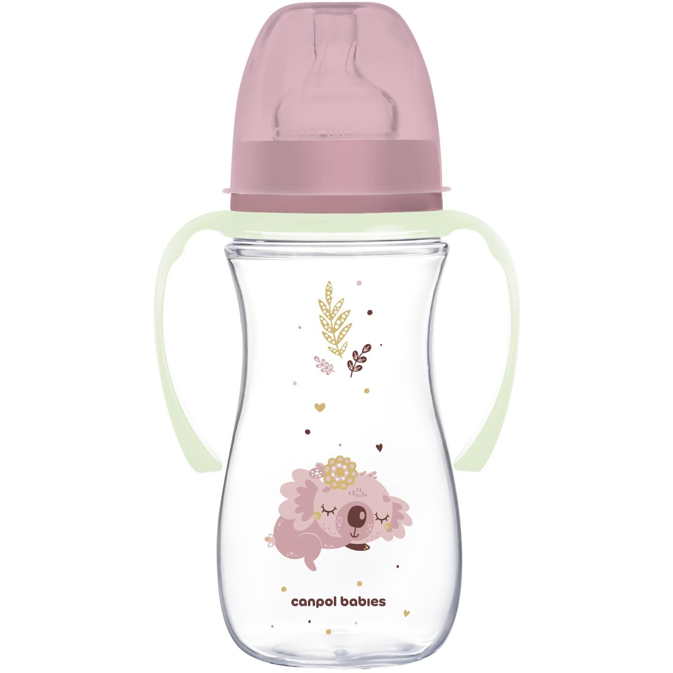 Canpol babies Sleepy Koala EasyStart antikólikus cumisüveg 300 ml, rózsaszín