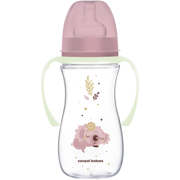 Canpol babies Sleepy Koala EasyStart antikólikus cumisüveg 300 ml, rózsaszín