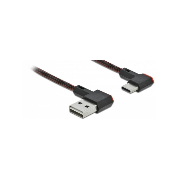 DELOCK USB-A 2.0  Stecker < USB-C Stecker gewinkelt 0,2m SW