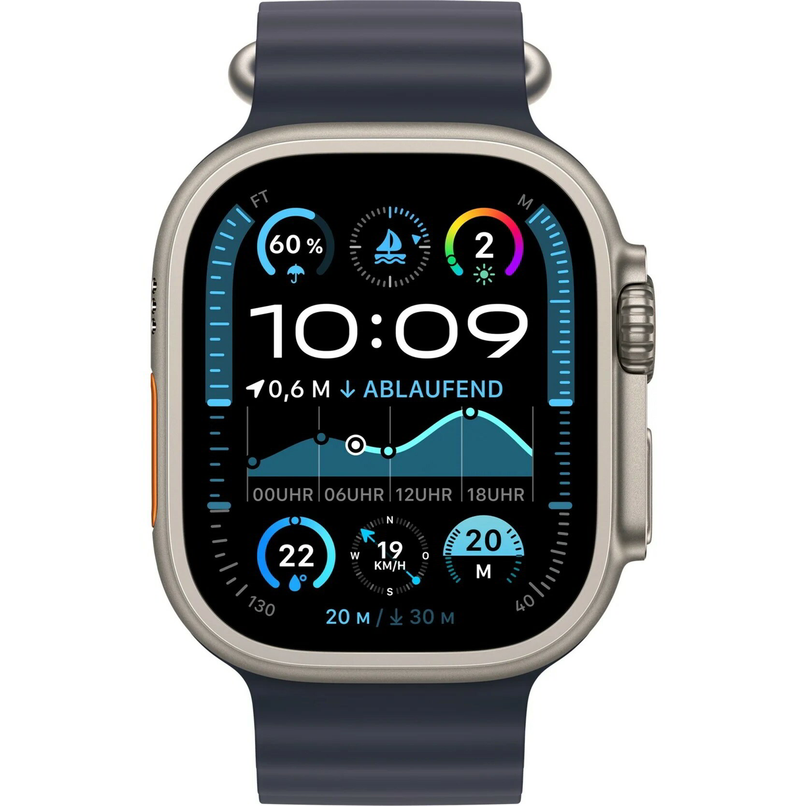 Apple Watch Ultra 2 49mm Titán Cellular Navy Ocean szíj (MX4D3FD/A)