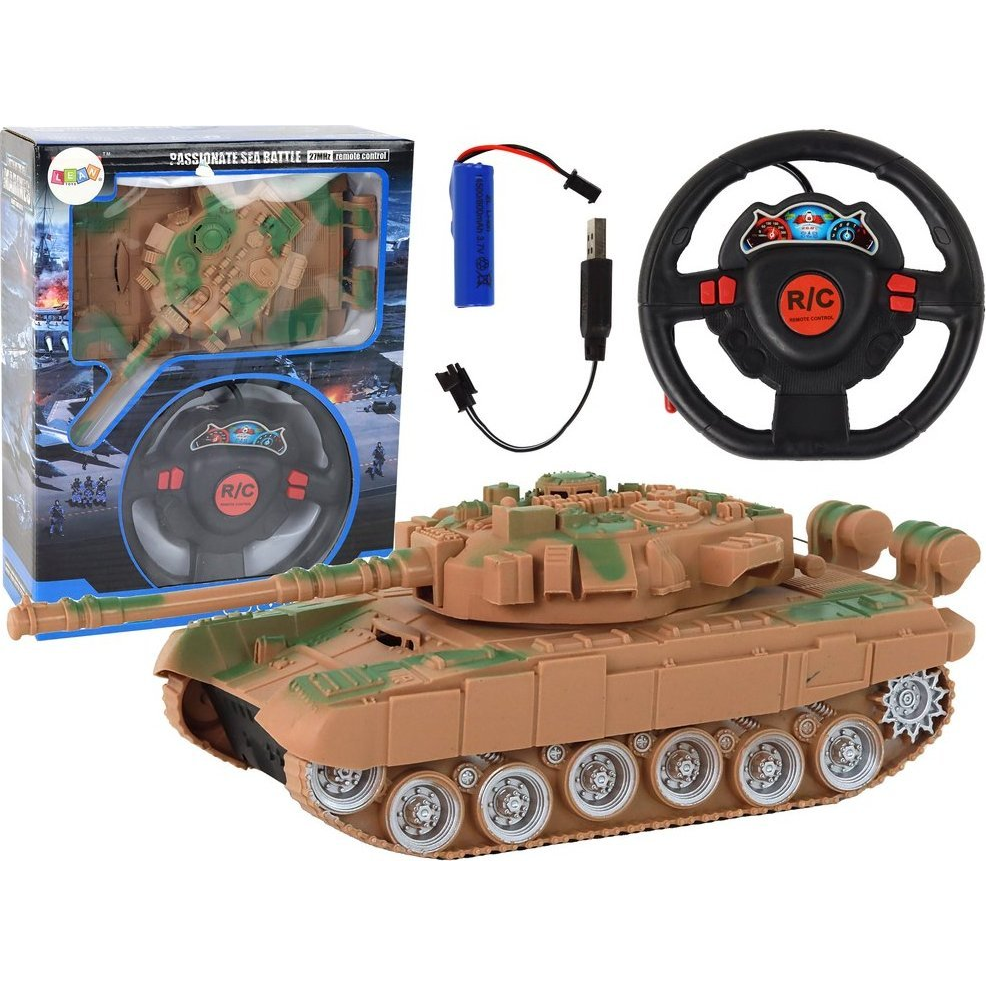 R/C Távirányítós Tank - Fény és Hnaghatásokkal, 1:18, 27 Mhz, Homok (17274)