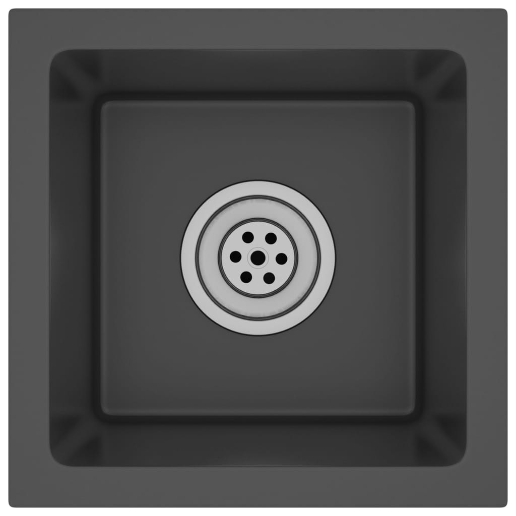 fekete kézzel készült rozsdamentes acél mosogató (51499)