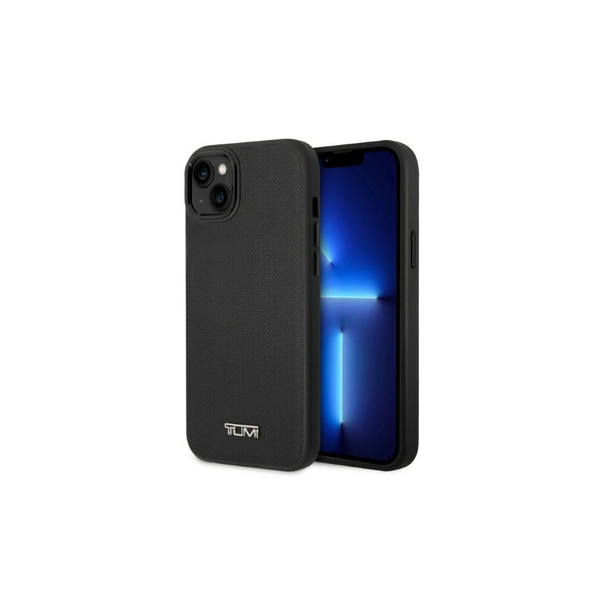 Tumi TUHMP14SRBAK iPhone 14 / 15 / 13 6.1" készülékhez kemény tok Leather Balistic Pattern MagSafe fekete