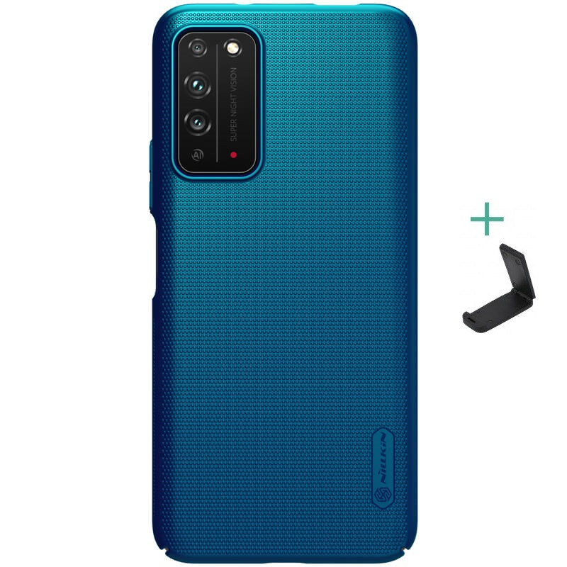 Huawei Honor X10 5G, Műanyag hátlap védőtok, stand, Nillkin Super Frosted, zöldes-kék (G99139)
