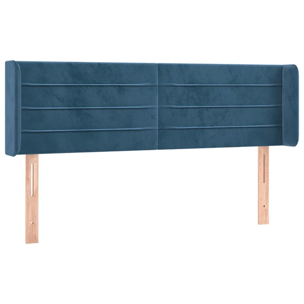 sötétkék bársony fejtámla 147x16x78/88 cm (3118960)
