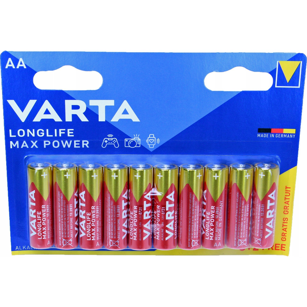 Ceruzaelem Varta Longlife Max Power AA Blister 10 (8+2) Alkáli mangán 1.5 V 10 db