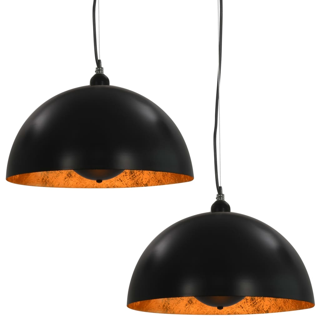 2 darab fekete-arany félgömb alakú mennyezeti lámpa 40 cm E27 (50876)