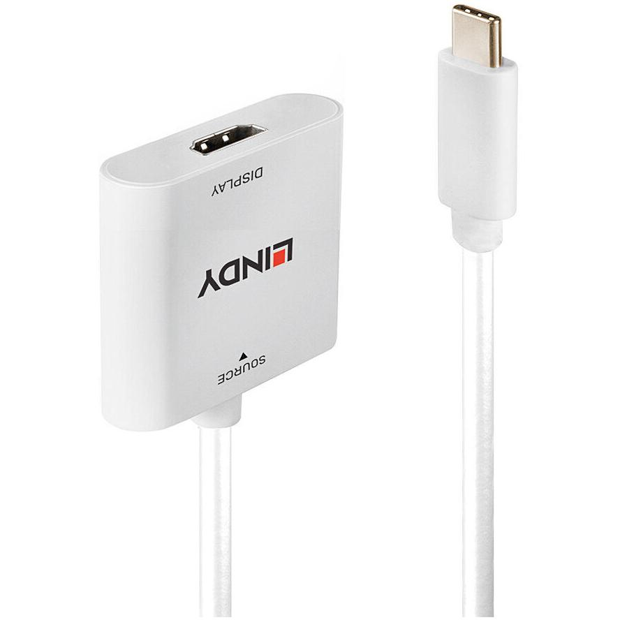 Lindy 43339 video átalakító kábel 0,1 M USB C-típus HDMI Fehér (43339)