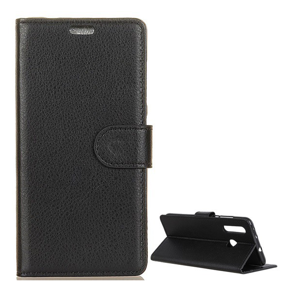 Tok álló, bőr hatású (FLIP, oldalra nyíló, asztali tartó funkció, prémium) FEKETE [Huawei P30 Lite (Nova 4e)] (5996457864751)