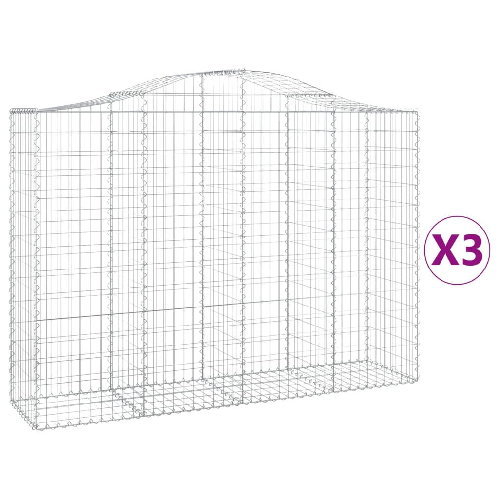3 db íves horganyzott vas gabion kosár 200x50x140/160 cm (3145683)