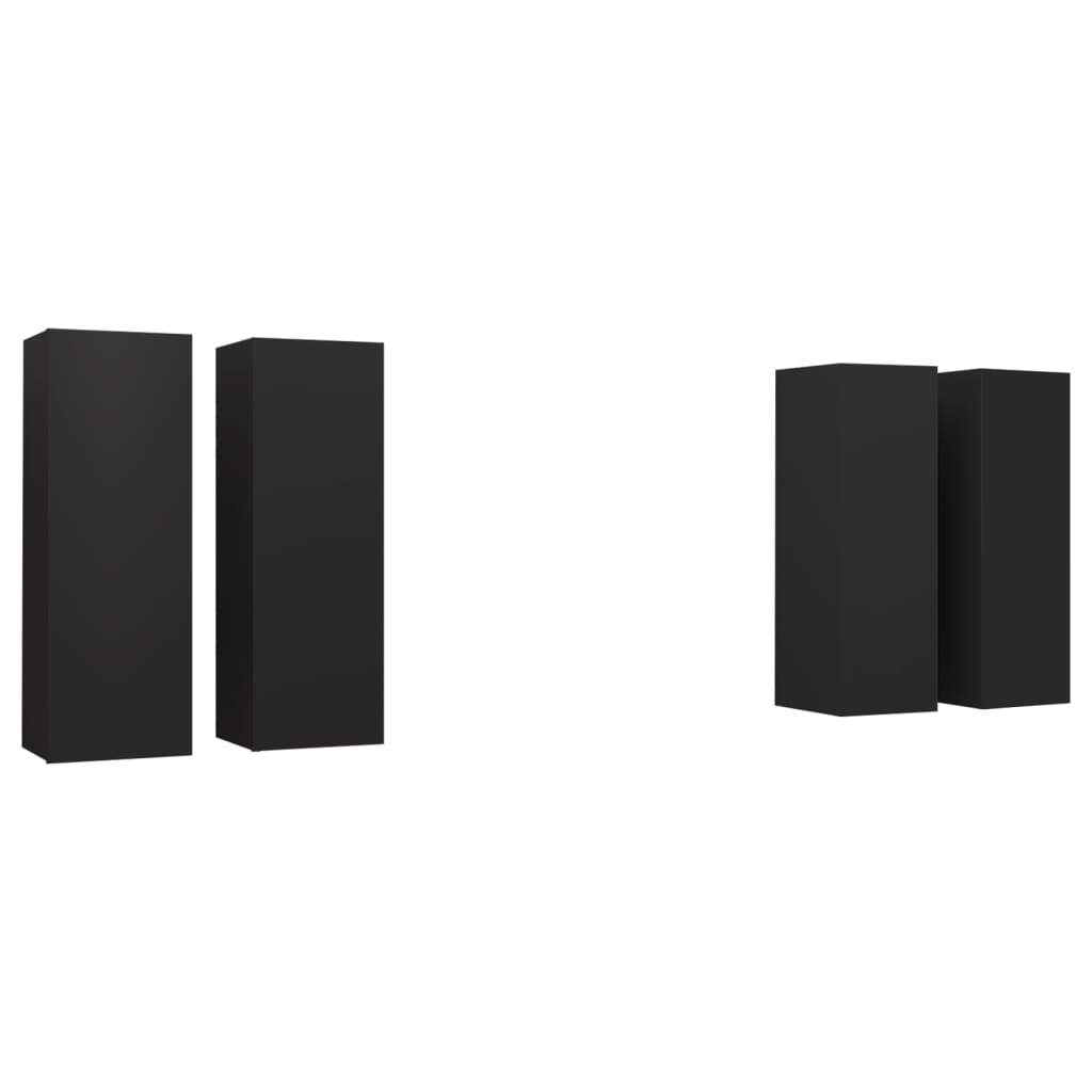 4 db fekete forgácslap TV-szekrény 30,5 x 30 x 90 cm (3078846)