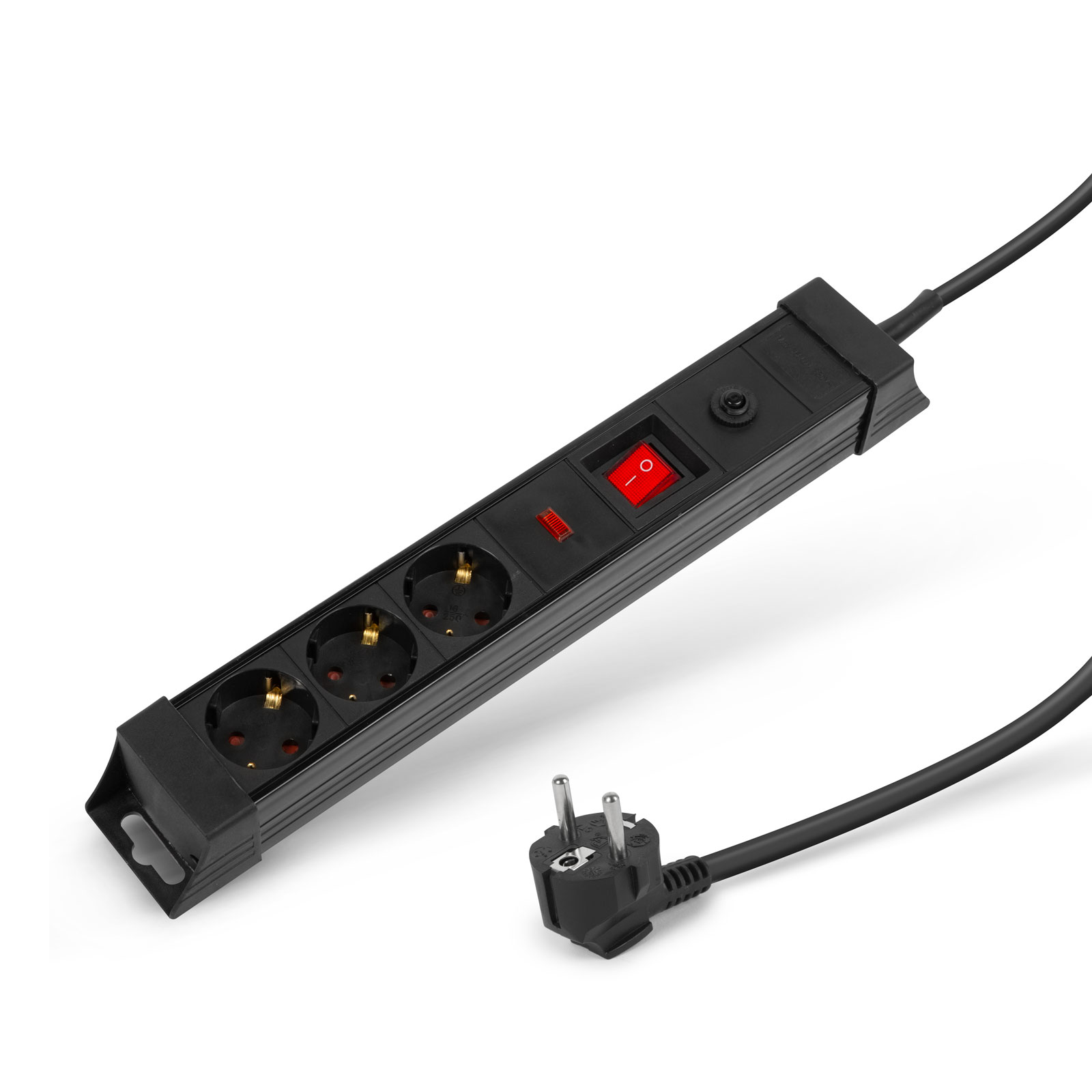 Delight 20249-3 250V Túlfeszültség védő elosztó 3 aljzatos 3m - Fekete (20249-3)