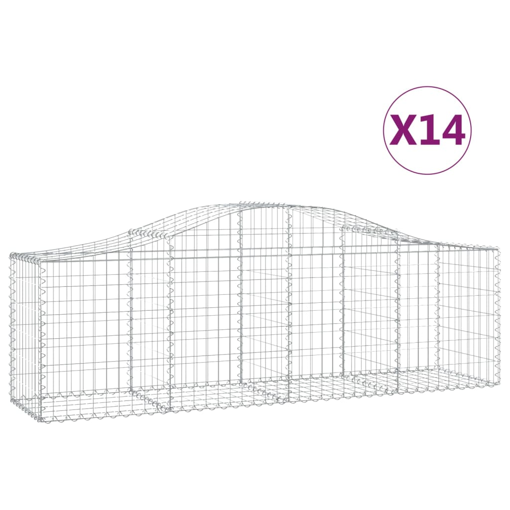 14 db íves horganyzott vas gabion kosár 200x50x60/80 cm (3145610)