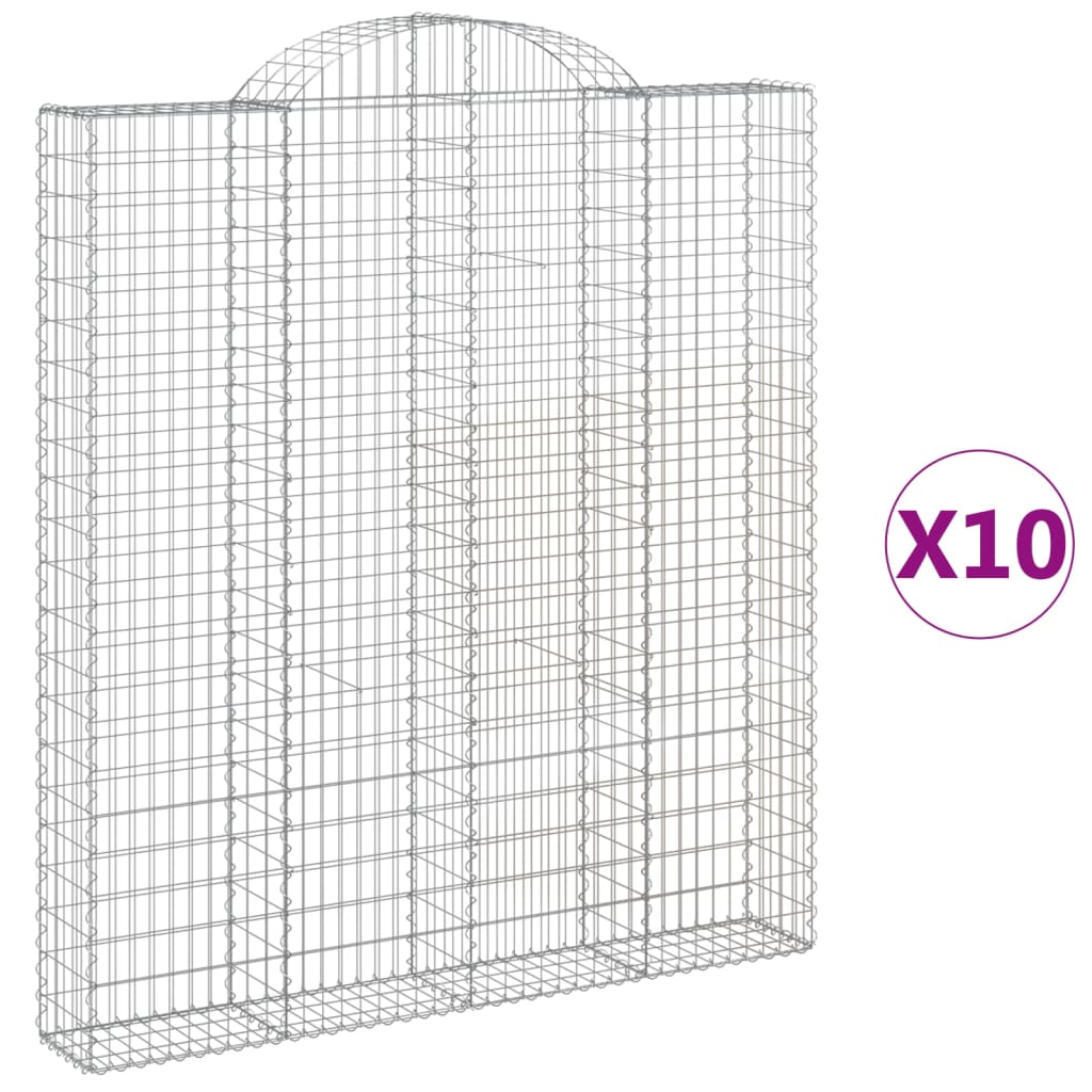10 db íves horganyzott vas gabion kosár 200x30x220/240 cm (3146244)