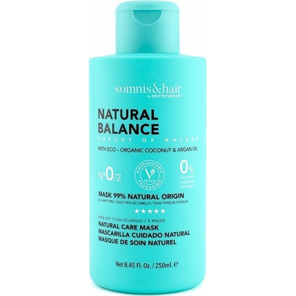 Mascarilla Natural Balance 99% Natural Sin Sulfatos, Parabenos Ni Siliconas Somnis&hair 250ml.