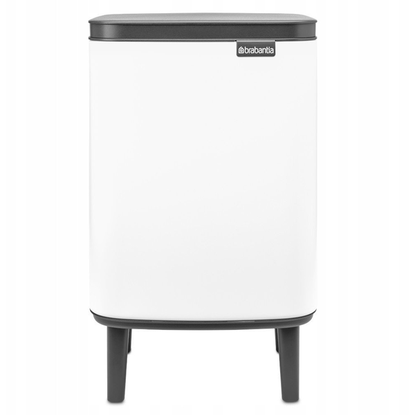 BRABANTIA Bo Waste Bin Hi hulladékgyűjtő felnyitható Soft-Close fedéllel magasított lábakon álló műanyag tartály 7L - B méret acél fehér - 227165