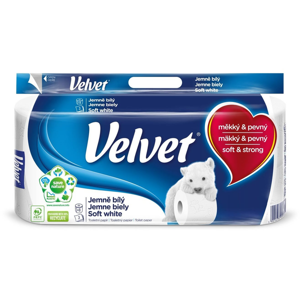VELVET Lágy fehér 8 db