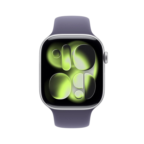 Apple Watch Series 11 GPS 42 mm сребрист алуминиев корпус, мъгливо лилав спортен каишка S/M