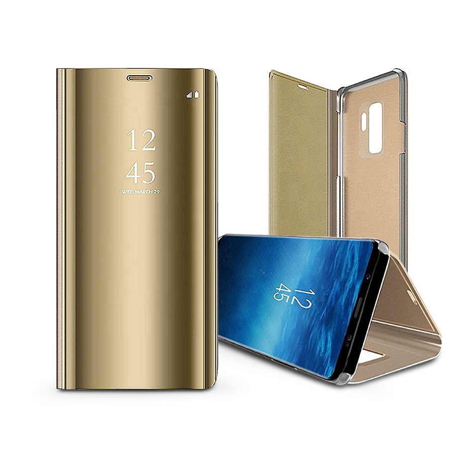 Smart Clear View oldalra nyíló flipes tok - Samsung SM-S911 Galaxy S23 - arany (TF-0238)
