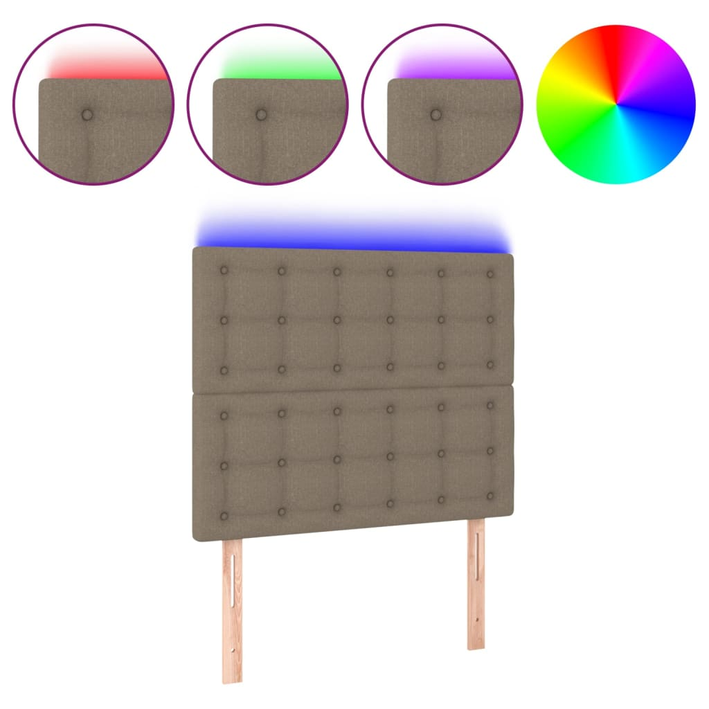 tópszínű szövet LED-es fejtámla 90x5x118/128 cm (3122844)