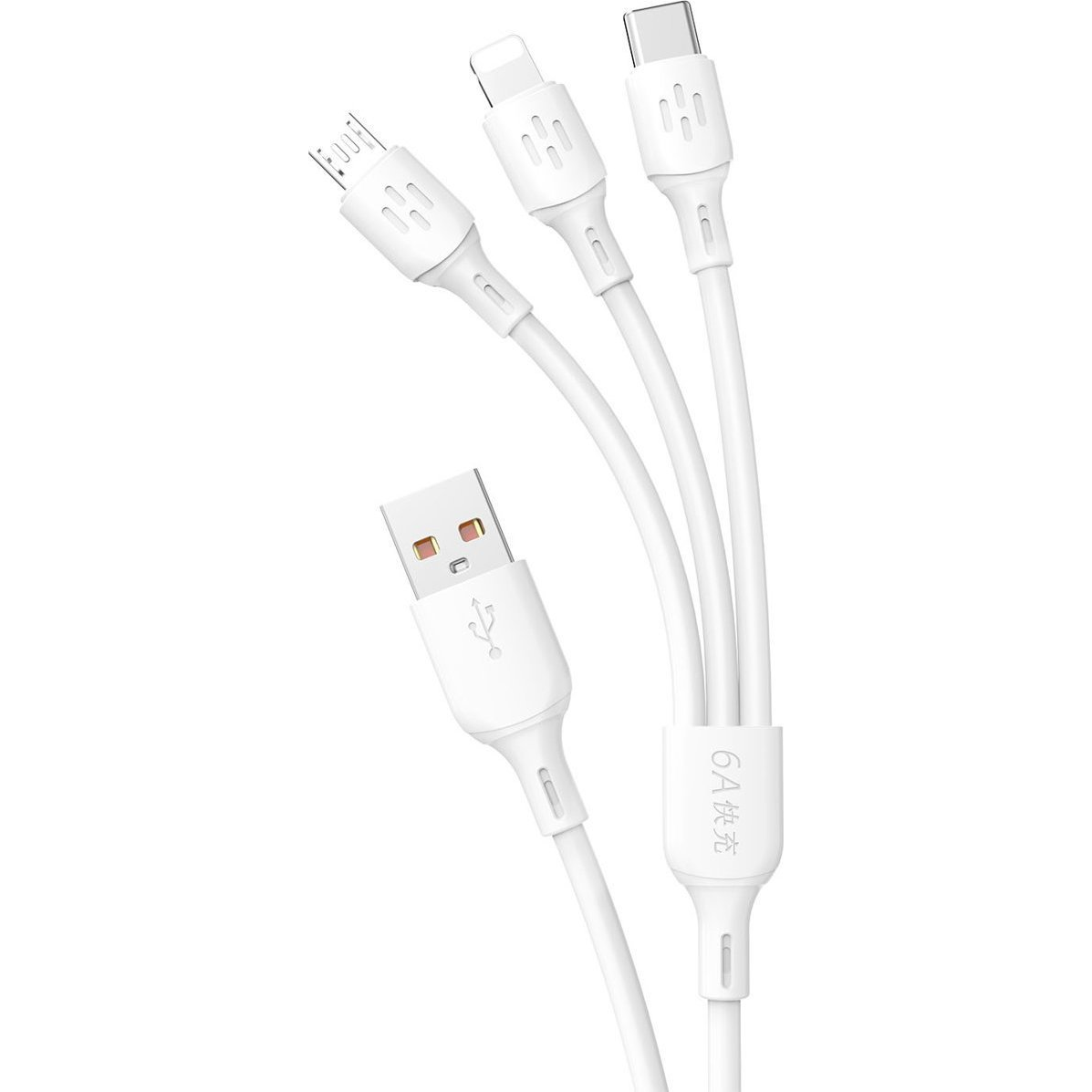 USB Kábel-USB C/Micro USB/Lightning 480 Mb/s 6A 1.2 m-Fehér (DDA270)