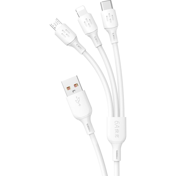 3v1 Kabel USB-A na USB-C mikro USB iPhone Lightning 480Mb/s 1.2m bel