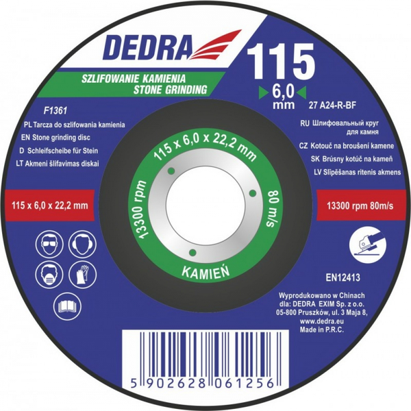  Dedra Tarcza 115x6,0x22.2mm do szlifowania kamienia - F1361