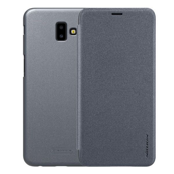 NILLKIN SPARKLE műanyag telefonvédő (mikroszálas bőr hatású FLIP, oldalra nyíló) FEKETE [Samsung Galaxy J6 Plus (SM-J610F)] (5996457844661)