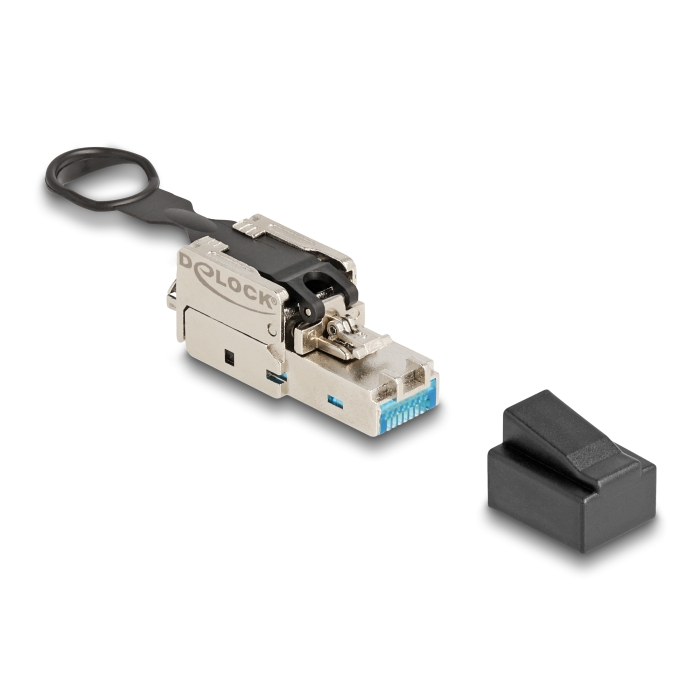 Delock RJ45 apa dugaszoló szerelvény Cat.6A lenyomva kihúzó kallantyúval szerszám nélkül szerelhető (87892) (87892)